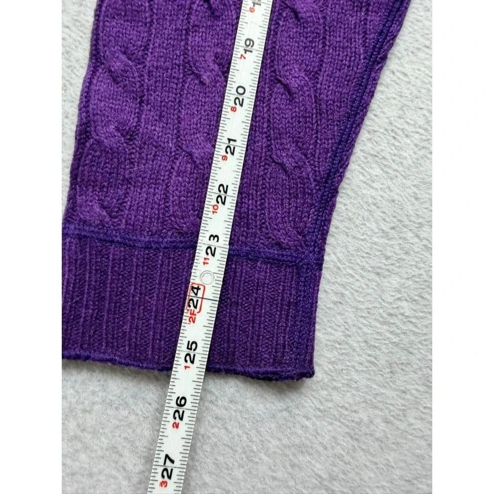 Polo Jeans Co Ralph Lauren Mens XL Purple Cable Knit 100% Wool Sweater Pullover